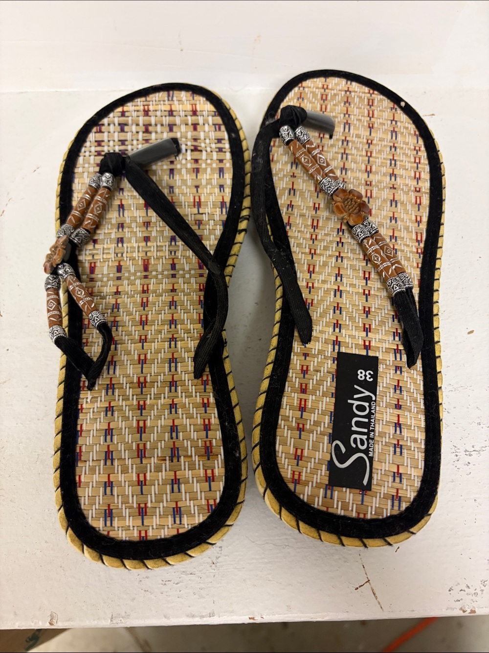 Made in Thailand and bought in Bangkok Straw Flip Flops
